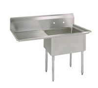 BK Resources Single Compartment Sink with Left Drainboard, 304 Stainless Steel