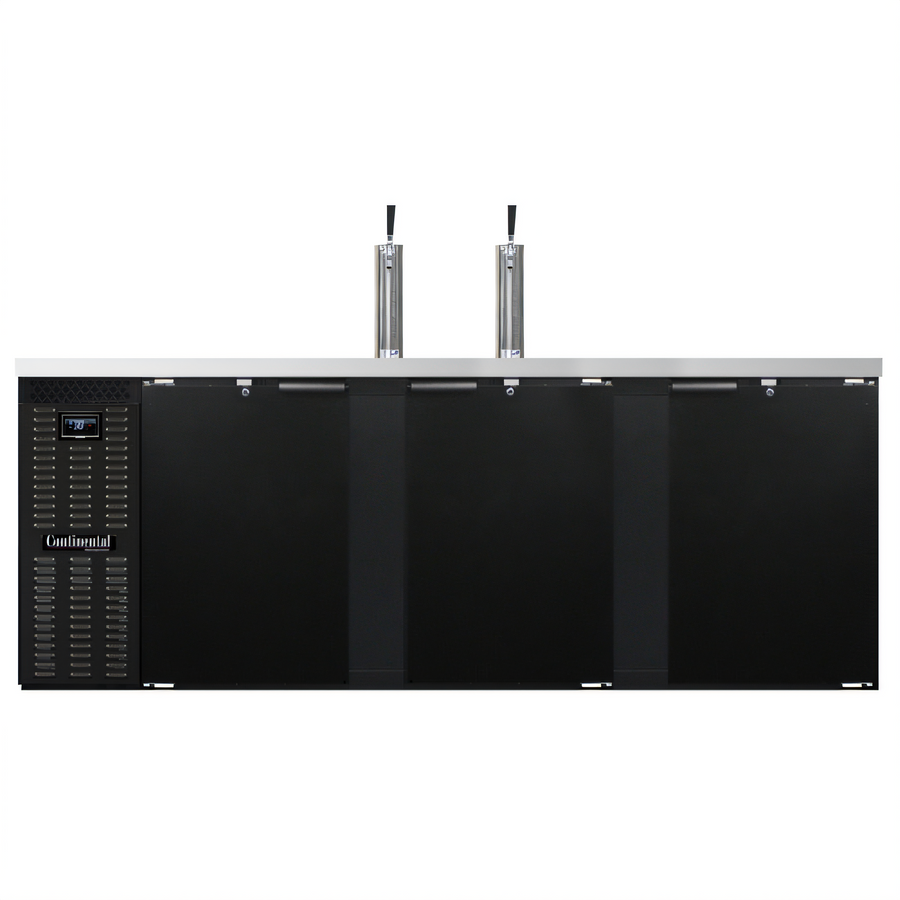Product image #1 for Continental Refrigerator KC90N 90" 3-Door Front Breathing Keg Cooler with 2 Draft Towers