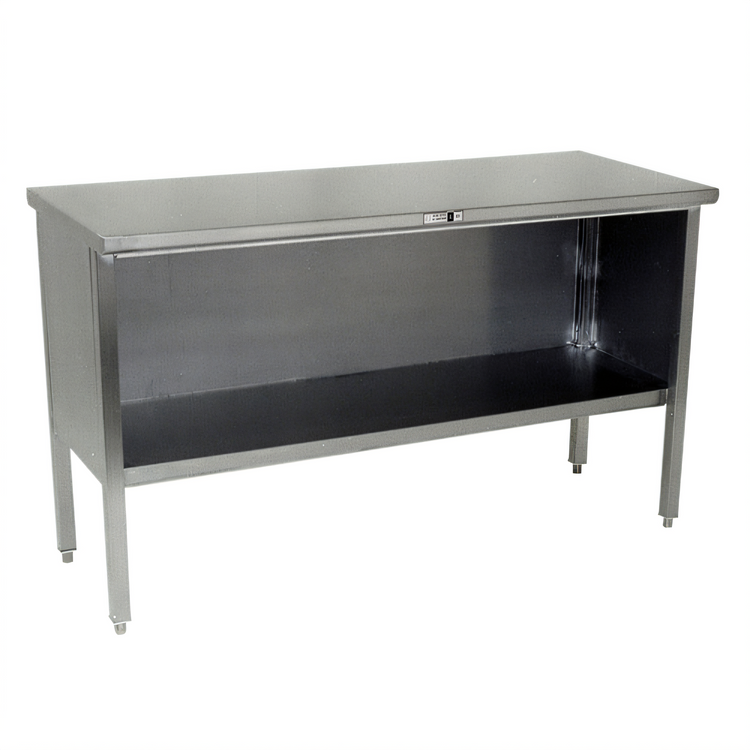 Product image #1 for John Boos 14-Gauge Stainless Steel Open-Front Enclosed Base Work Table, Flat Top, 120" x 30"