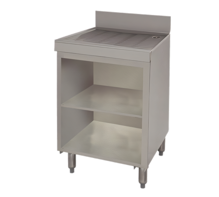 Product image #1 for Advance Tabco Underbar Basics 30-Inch Stainless Steel Freestanding Drainboard with Open Cabinet Base and Mid-Shelf