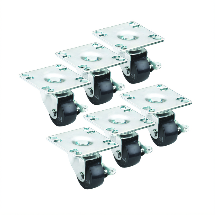 Product image #1 for Krowne BC-133 2-Inch Low Profile Plate Caster Set with Brakes, 6-Pack