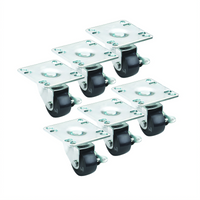 Krowne BC-133 2-Inch Low Profile Plate Caster Set with Brakes, 6-Pack