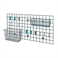 Quantum Store Grid Light-Duty Wall-Mounted Storage Grid Starter Kit with Baskets and Hooks, 48 in. x 24 in.