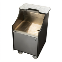 Top Shelf 24-Inch Mobile Bar Storage Cart with Drainboard, Lockable Cabinet, and LED Task Lighting