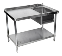 60 Inch x 24 Inch Right-Side Prep Sink Work Table with 18/304 Stainless Steel Top and Undershelf