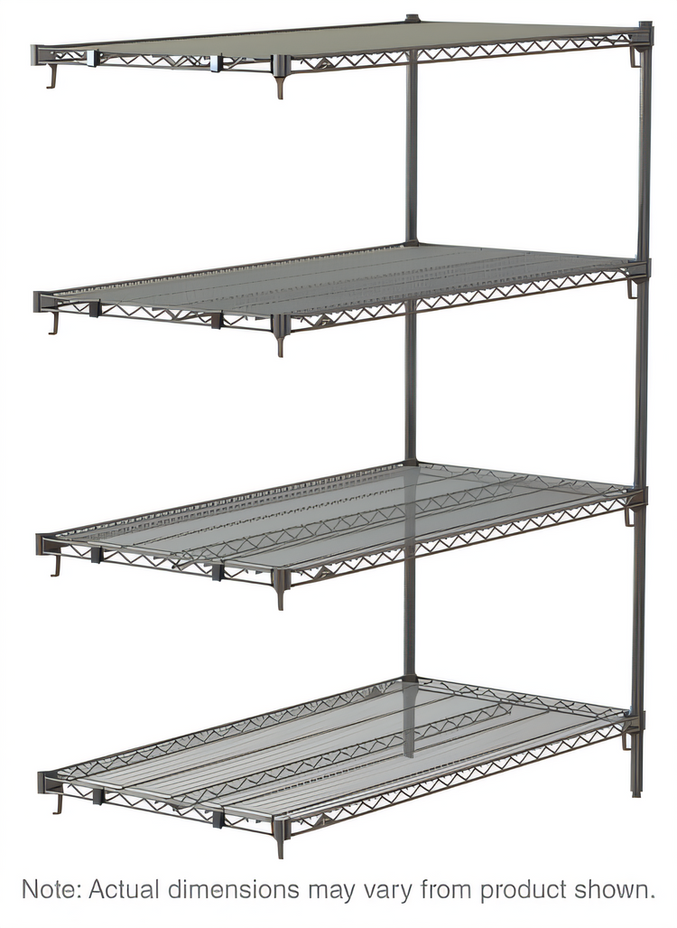 Product image #1 for Metro Super Erecta Super Adjustable Add-On Wire Shelving Unit, 42W x 24D x 63H, Chrome Plated, 4 Shelves