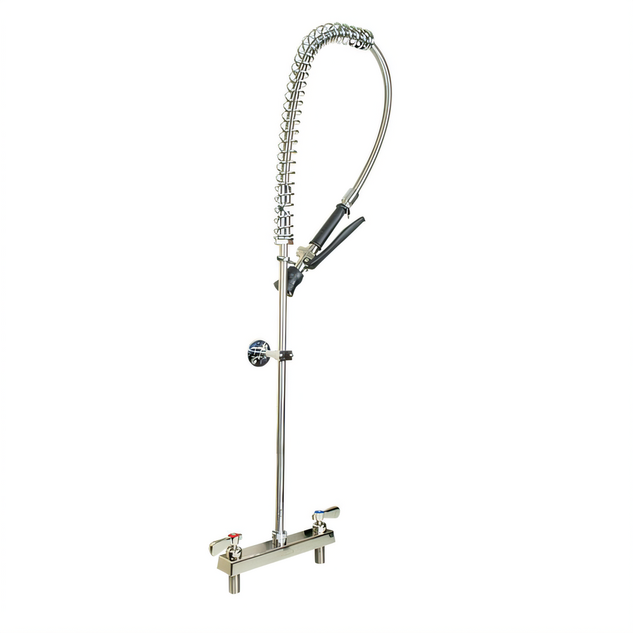 Product image #1 for BK Resources Evolution Lead-Free 8-Inch O.C. Deck Mount Pre-Rinse Faucet Assembly with 12-Inch Wall Bracket