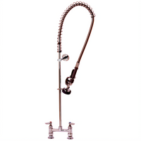 T&S Brass EasyInstall Deck-Mount Pre-Rinse Unit with Spring-Action Gooseneck, 6-Inch Centers, 44-Inch Hose and 1.15 GPM Spray Valve
