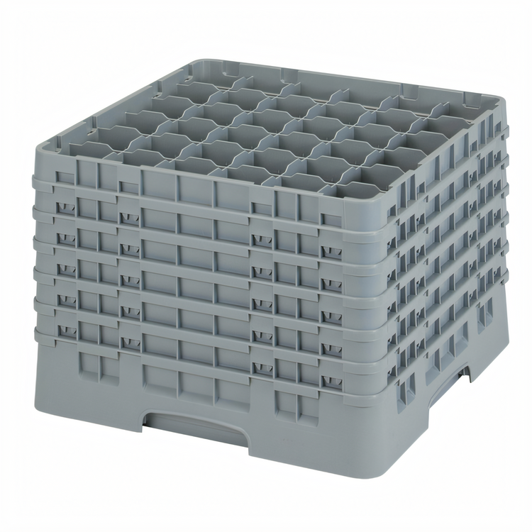Product image #2 for Cambro Camrack® Full Size 36-Compartment Low-Profile Glass Rack with Soft Gray Extenders, 13-3/4 Inch High