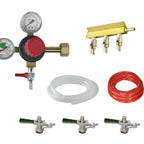 Thumbnail image #1 for Krowne BEERKIT3 3-Faucet Draft Beer Kit with CO2 Regulator, 3-Way Manifold, Air Lines, Sankey Taps and Domestic Keg Probe