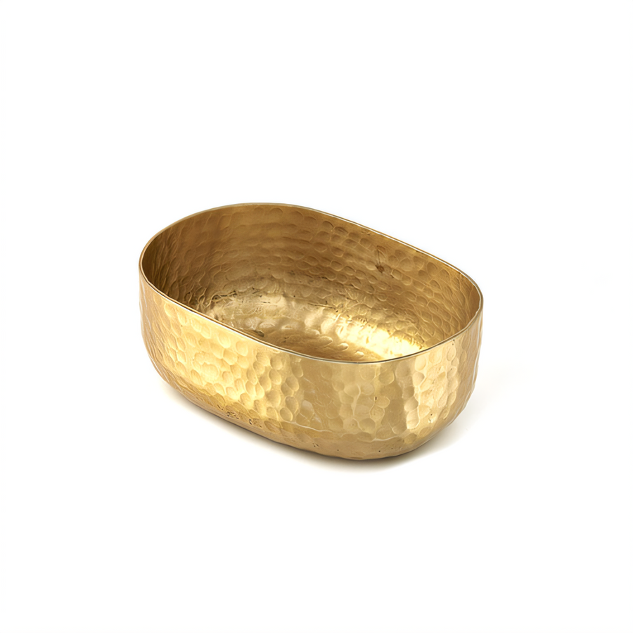 Product image #1 for American Metalcraft Hammered Aluminum Oval Entrée Basket, 25 oz., Gold