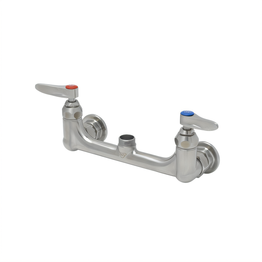 Product image #1 for T&S Brass EverSteel 8-Inch Stainless Steel Wall Mount Mixing Faucet with Swivel Outlet, Less Nozzle