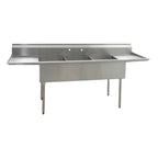 Thumbnail image #1 for Eagle Group 2148-3-18-16/3 84-1/4-Inch Freestanding 3-Compartment Utility Sink, 16-Gauge 304 Stainless Steel, Left & Right Drainboards