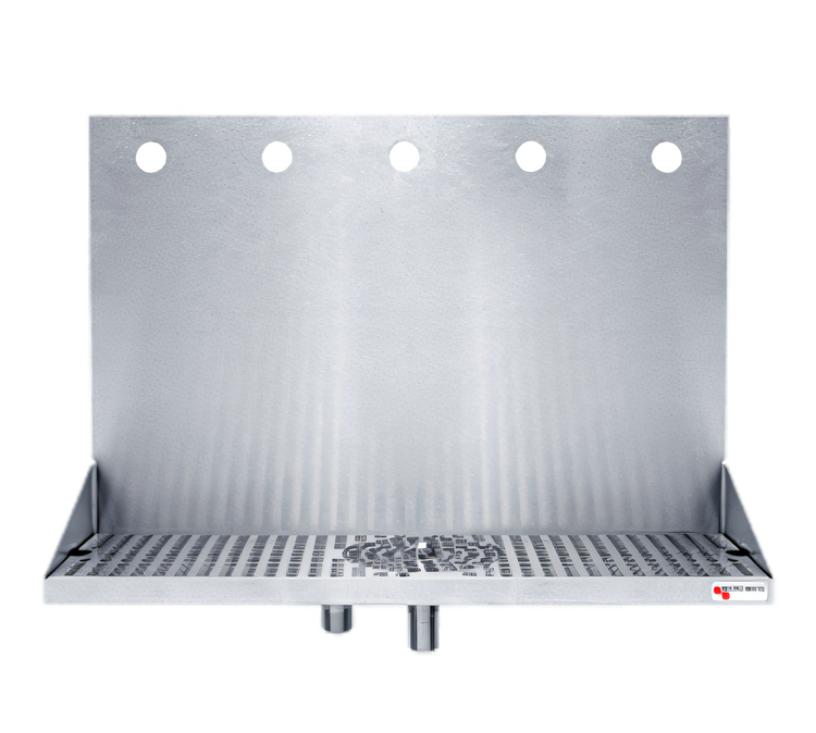 Product image #1 for Micro Matic Wall-Mount 16-Inch Stainless Steel Drip Tray Trough with Integral Glass Rinser, 5 Faucet Holes