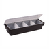 Thumbnail image #1 for Winco CCH-4 4-Compartment Black ABS Condiment Caddy with Lid and Removable Inserts