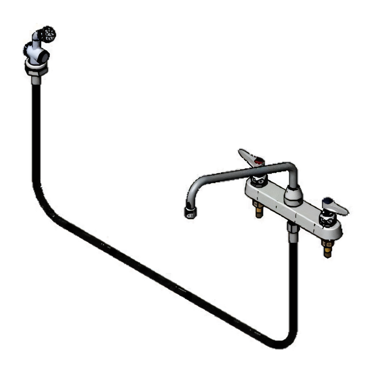 Product image #1 for T&S Brass B-1172-01 Workboard Mixing Faucet with 12-Inch Swing Nozzle and Side Spray