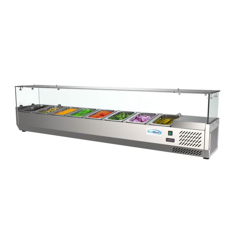 Product image #1 for KoolMore 71-Inch Refrigerated Countertop Condiment Prep Station with 8 1/3 Pan Capacity