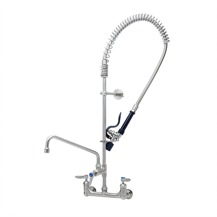 Product image #1 for EverSteel 8-Inch Center Wall-Mount Pre-Rinse Mixing Faucet with 12-Inch Swing Nozzle and 1.07 GPM Spray Valve