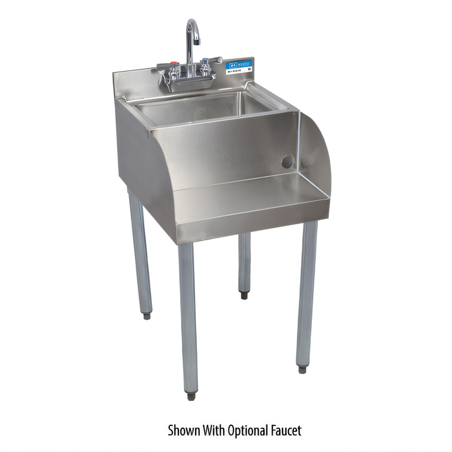 Product image #1 for BK Resources 18 Inch Freestanding Stainless Steel Underbar Blender Station with Dump Sink and Recessed Step