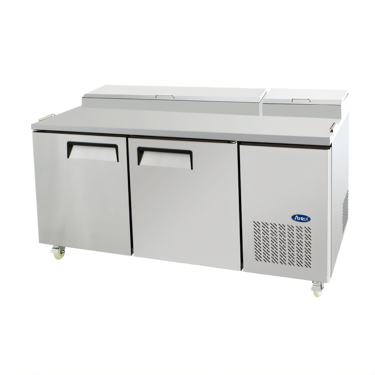 Product image #1 for Atosa 67-Inch Two-Section Refrigerated Pizza Prep Table with 2 Self-Closing Locking Doors