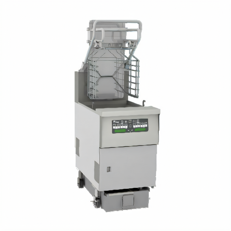 Product image #1 for Pitco Solstice Supreme SGLVRF-2/FD Dual-Tank Gas Reduced Oil Volume Rack Fryer with Automatic Filtration and Lift Assist