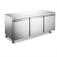 Omcan 72-Inch Three-Section Undercounter Reach-In Refrigerator, 15.5 Cu. Ft., Stainless Steel