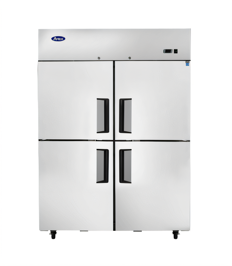 Product image #1 for Atosa Two-Section Reach-In Refrigerator with Solid Half Doors, 43.2 Cu. Ft., Top-Mount Self-Contained, Stainless Steel