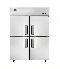 Atosa Two-Section Reach-In Refrigerator with Solid Half Doors, 43.2 Cu. Ft., Top-Mount Self-Contained, Stainless Steel