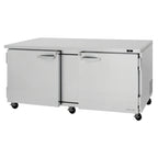 Thumbnail image #1 for Turbo Air PRO PUR-72-N Two-Section Undercounter Reach-In Refrigerator, 18.8 Cu. Ft., Solid Doors, Stainless Steel, R-290