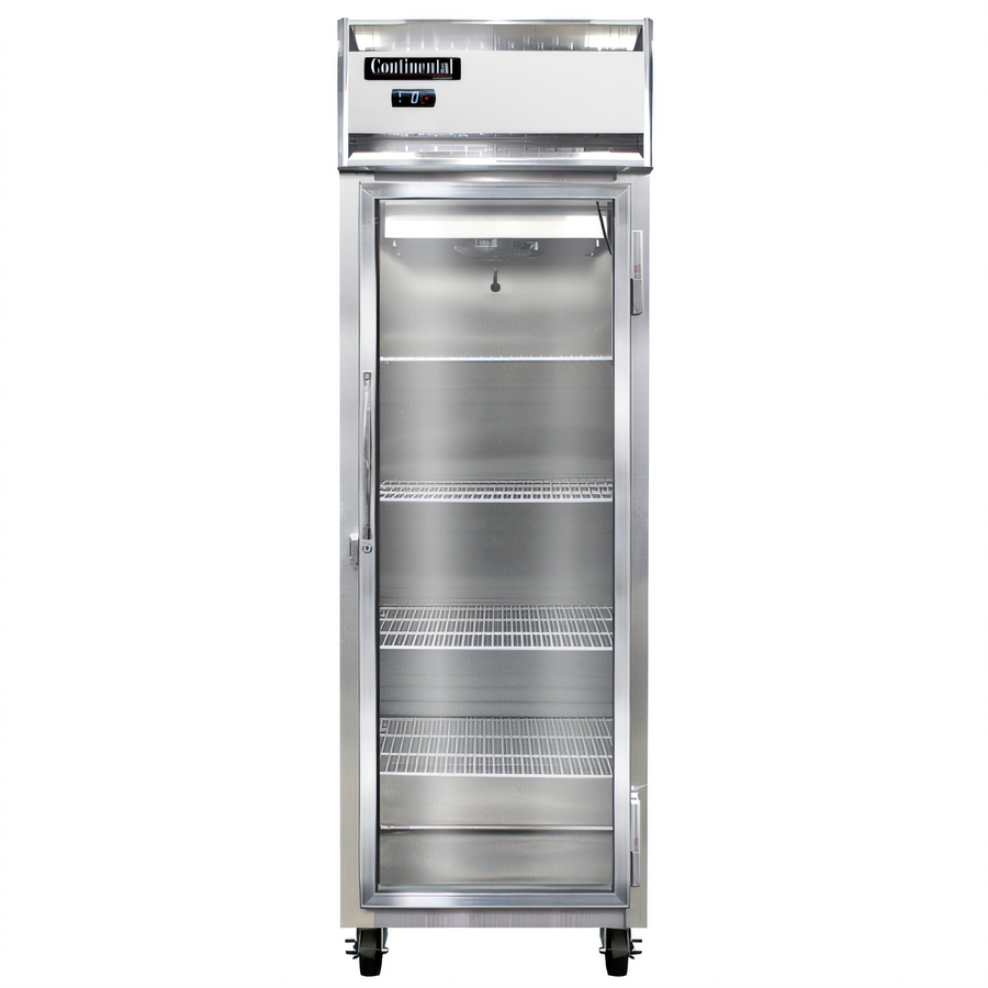 Product image #1 for Continental Refrigerator 1FNSAGD One-Section Display Reach-In Freezer, R290, Hinged Glass Door, Stainless Steel Exterior