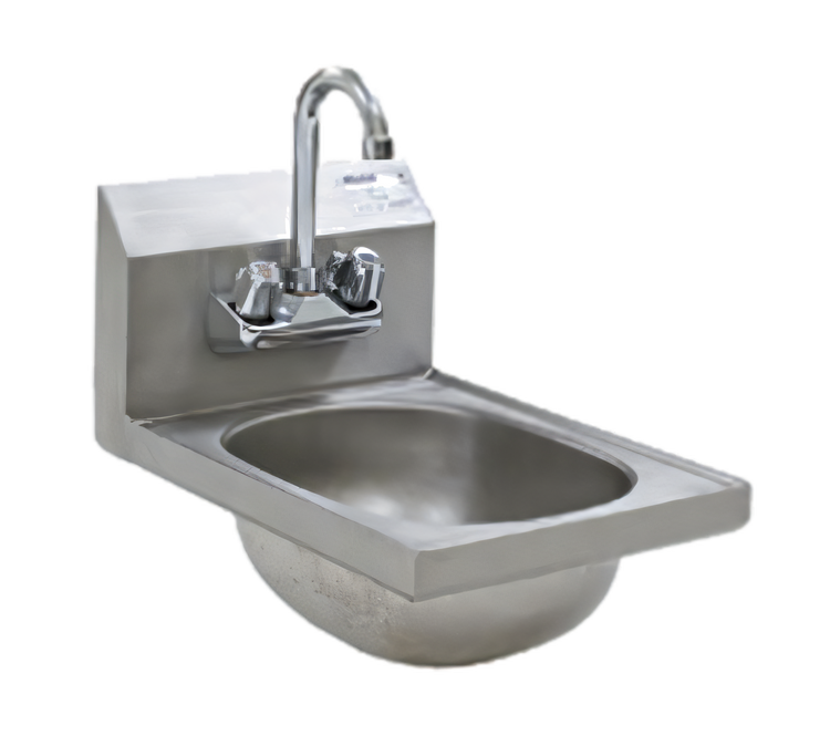 Product image #1 for Eagle Group Space-Saver Wall-Mount Hand Sink with Splash-Mount Gooseneck Faucet, 304 Stainless Steel