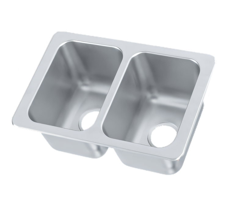 Product image #1 for Vollrath Two-Compartment Drop-In Sink, 25 x 17 Inch, 20-Gauge 304 Stainless Steel, Self-Rimming