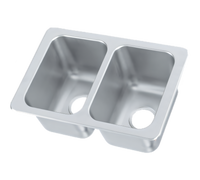 Vollrath Two-Compartment Drop-In Sink, 25 x 17 Inch, 20-Gauge 304 Stainless Steel, Self-Rimming