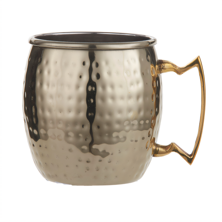 Product image #1 for American Metalcraft 16 Ounce Moscow Mule Mug with Brass Handle, Stainless Steel, Gold Hammered Finish