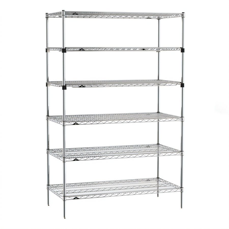 Product image #1 for Metro Super Erecta Stationary Starter Wire Shelving Unit, 48W x 24D x 74H, Chrome-Plated, 6-Tier