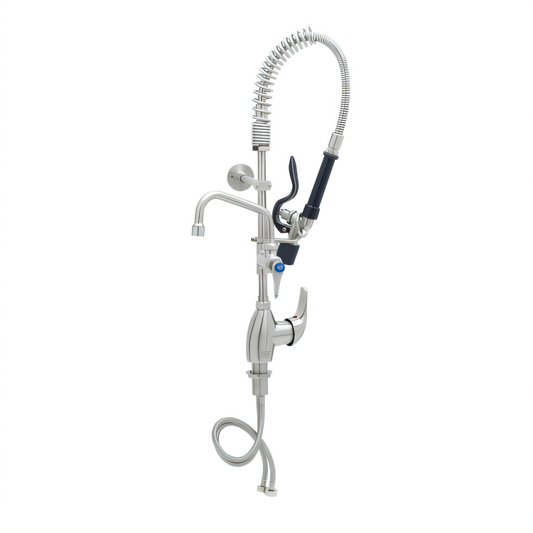Product image #1 for T&S Brass Mini Pre-Rinse Unit, Single-Hole Deck Mount Faucet with 6-Inch Swing Nozzle and 1.07 GPM Spray Valve