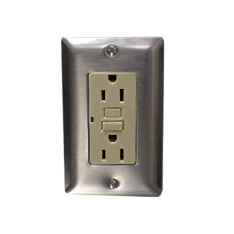 Product image #2 for GFI Duplex Backsplash Outlet with Stainless Face Plate, NEMA 5-20R