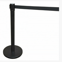 Omcan Freestanding Retractable Belt Crowd Control Barrier with Rubberized Base and 78-Inch Black Belt