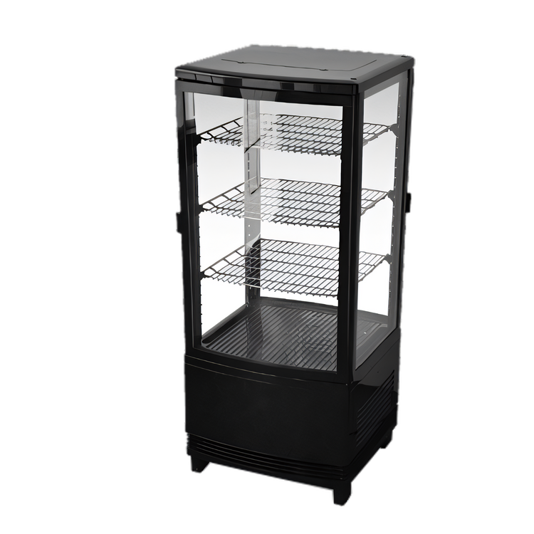 Product image #1 for Omcan 17-Inch Countertop Four-Sided Glass Refrigerated Display Case, 2-Door, 3.0 Cu. Ft.