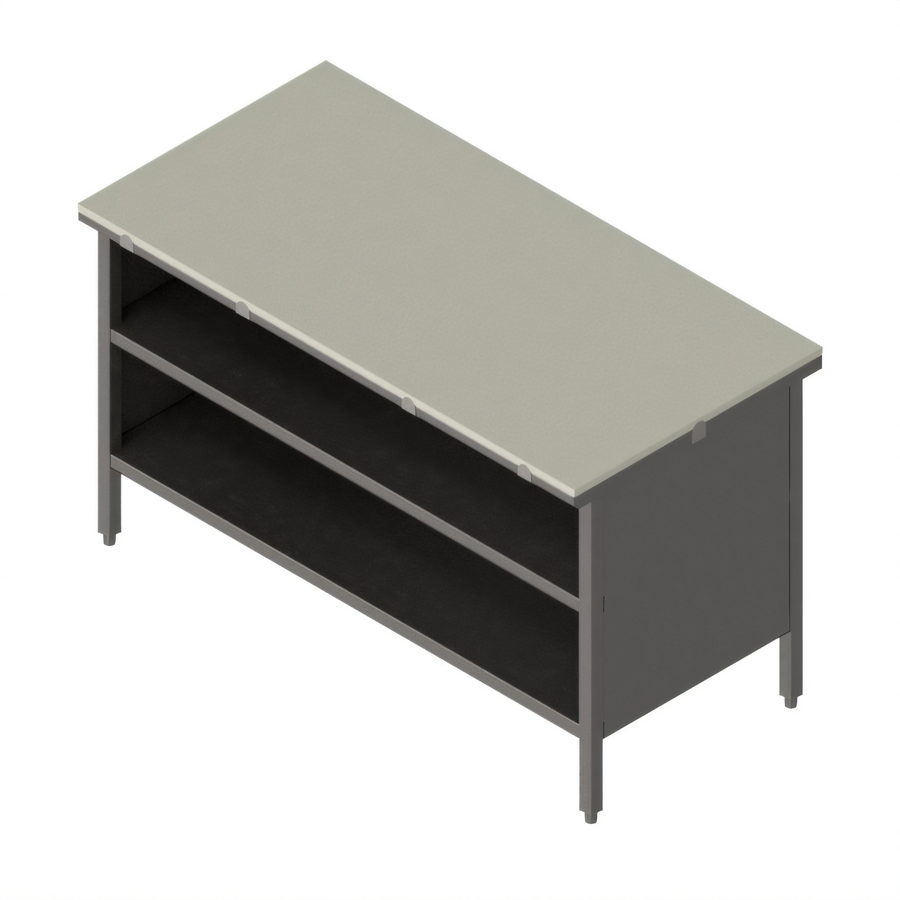 Product image #1 for John Boos 60" x 30" 3/4" Reversible Poly Top Work Table with Open Front Stainless Steel Cabinet Base