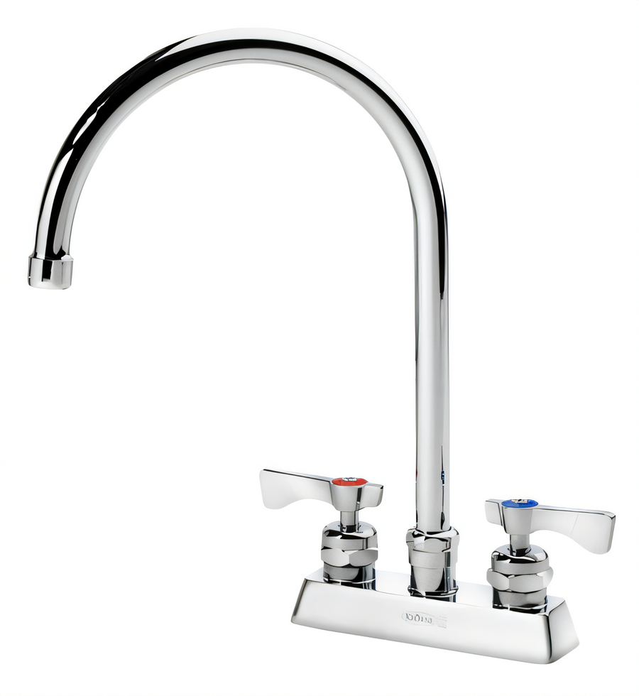 Product image #1 for Krowne Royal Series Deck Mount Manual Faucet with 8-1/2 Inch Gooseneck Spout, 4 Inch Centers