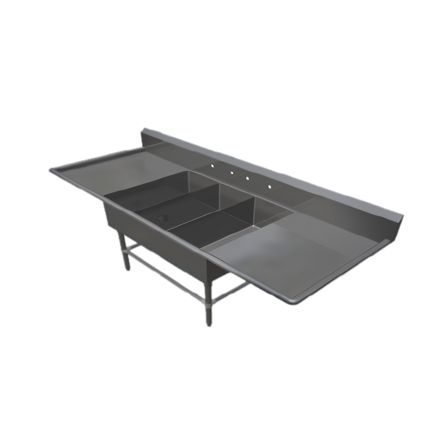 Product image #1 for John Boos Pro-Bowl 3-Compartment Stainless Steel Platter Sink with Dual 24-Inch Drainboards