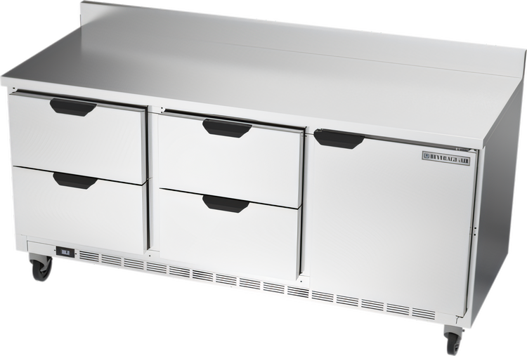 Product image #1 for Beverage-Air 72-Inch Three-Section Worktop Refrigerator with 4 Drawers and 1 Door