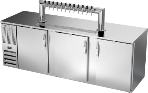 Product image #1 for Beverage-Air 72-Inch Three-Door Direct Draw Beer Dispenser with 12-Tap Tower and 3 Half-Keg Capacity