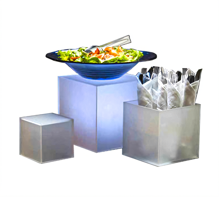 Product image #1 for American Metalcraft 3-Piece Frosted Acrylic Cube Riser Set with 5-Inch, 7-Inch, and 9-Inch Square Risers