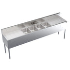 Thumbnail image #1 for Krowne Royal Series KR19-84C Four-Compartment Stainless Steel Underbar Sink with Left & Right Drainboards, 96"W x 19"D