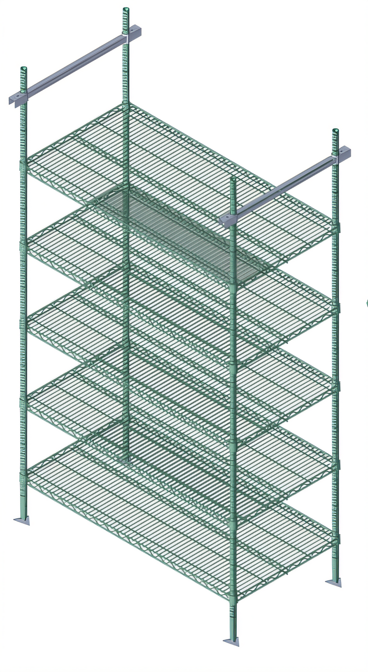 Product image #1 for Quantum 24-Inch Intermediate Overhead Track Shelving Kit, 86-Inch Posts, Green Epoxy Antimicrobial Finish