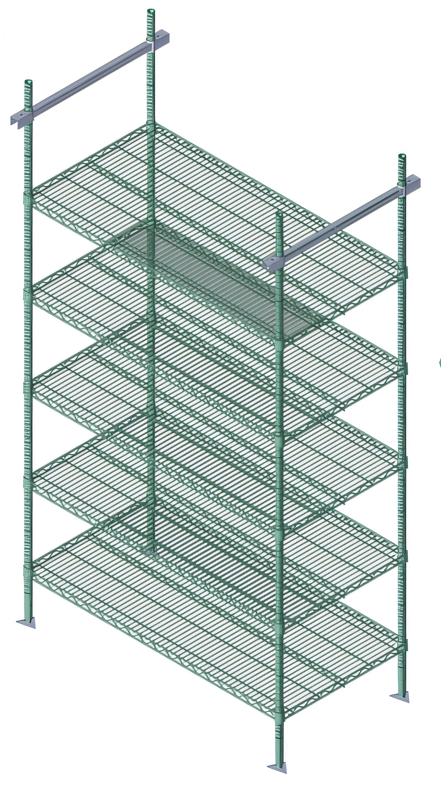 Product image #1 for Quantum 24-Inch Intermediate Overhead Track Shelving Kit, 86-Inch Posts, Green Epoxy Antimicrobial Finish