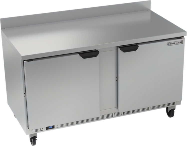 Product image #1 for Beverage-Air 60-Inch Two-Section Worktop Refrigerator with Solid Doors, 14.75 Cu. Ft.