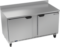 Beverage-Air 60-Inch Two-Section Worktop Refrigerator with Solid Doors, 14.75 Cu. Ft.
